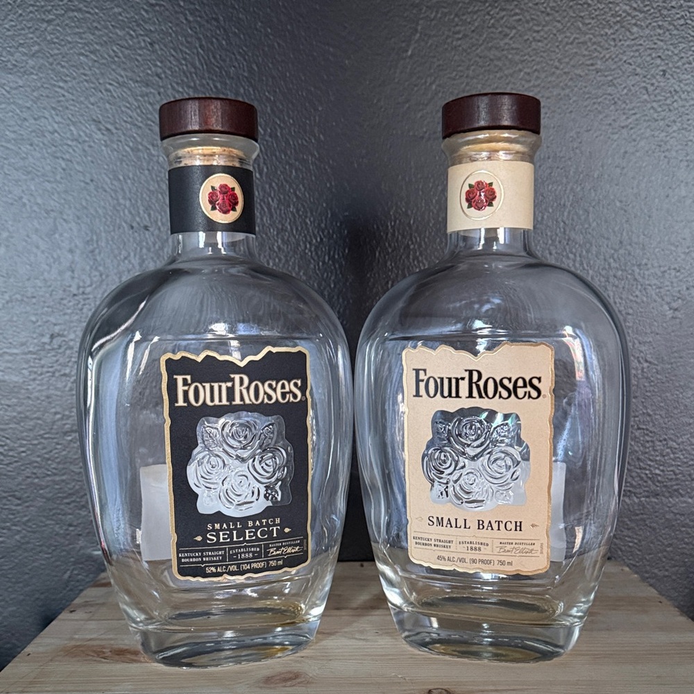 Clear Glass Bottles - Brown and Cream Accents